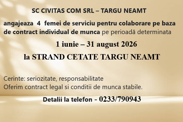 anunt angajare femei de serviciu